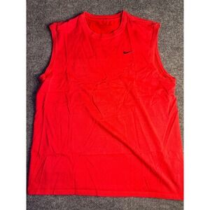 Nike Tank Top Mens Large Red Fitted Training Slim Fit Sleeveless‎ Crew Neck